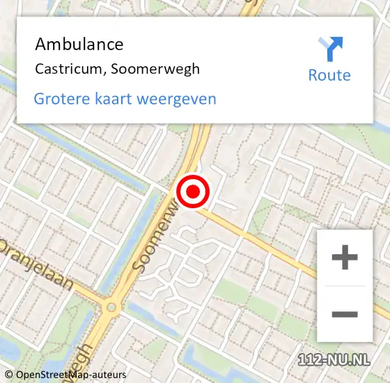 Locatie op kaart van de 112 melding: Ambulance Castricum, Soomerwegh op 16 mei 2024 08:09