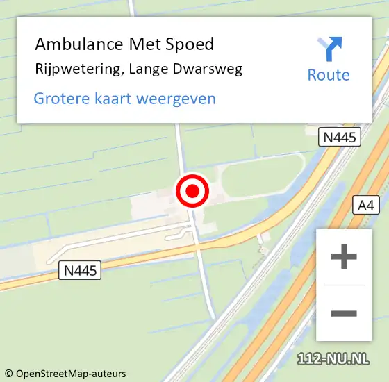 Locatie op kaart van de 112 melding: Ambulance Met Spoed Naar Rijpwetering, Lange Dwarsweg op 16 mei 2024 08:21