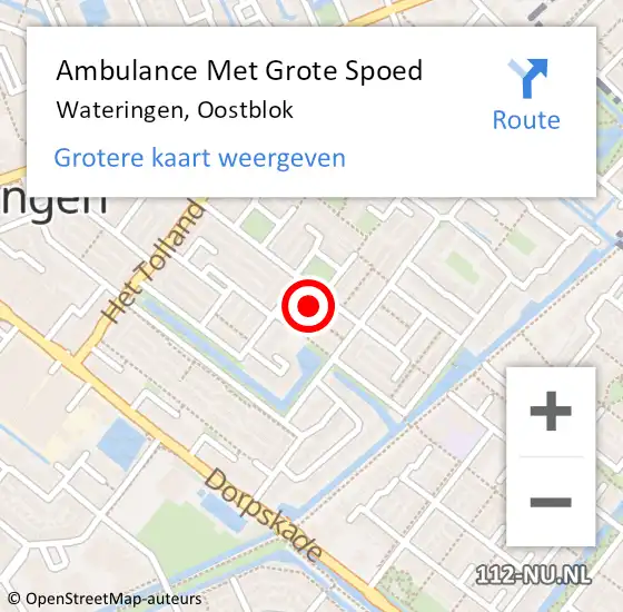 Locatie op kaart van de 112 melding: Ambulance Met Grote Spoed Naar Wateringen, Oostblok op 16 mei 2024 08:22
