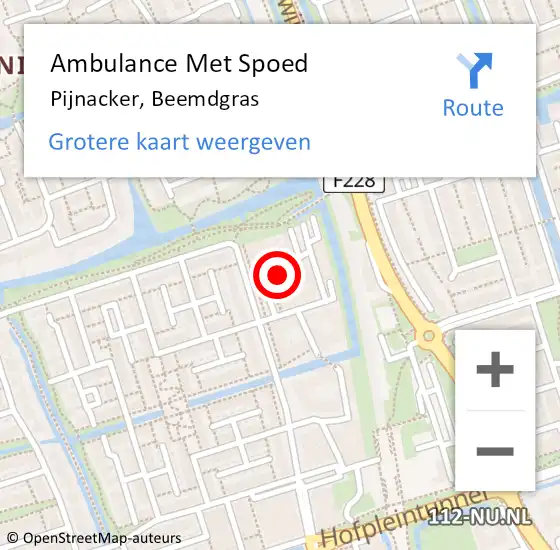 Locatie op kaart van de 112 melding: Ambulance Met Spoed Naar Pijnacker, Beemdgras op 16 mei 2024 08:23