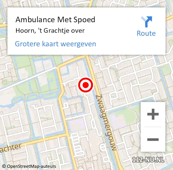 Locatie op kaart van de 112 melding: Ambulance Met Spoed Naar Hoorn, 't Grachtje over op 16 mei 2024 08:29