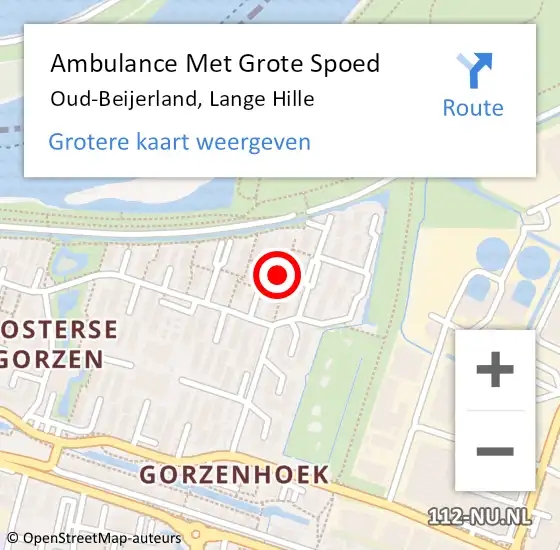 Locatie op kaart van de 112 melding: Ambulance Met Grote Spoed Naar Oud-Beijerland, Lange Hille op 16 mei 2024 08:46