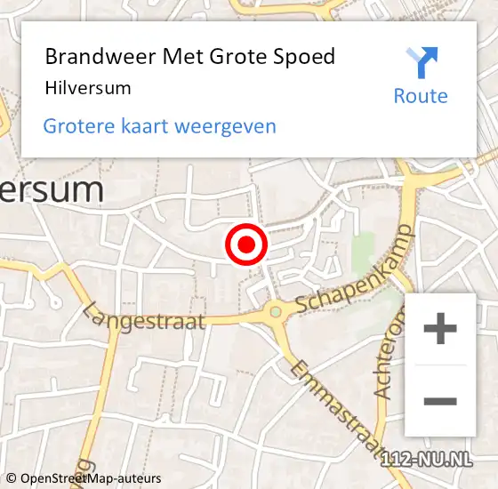 Locatie op kaart van de 112 melding: Brandweer Met Grote Spoed Naar Hilversum op 16 mei 2024 08:52