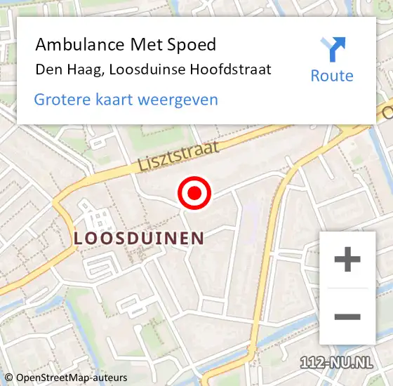 Locatie op kaart van de 112 melding: Ambulance Met Spoed Naar Den Haag, Loosduinse Hoofdstraat op 16 mei 2024 08:53