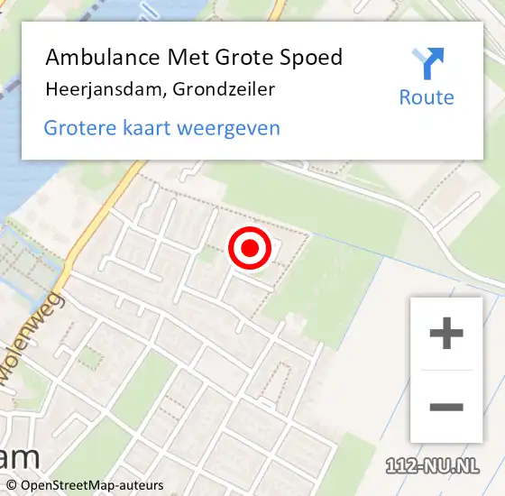 Locatie op kaart van de 112 melding: Ambulance Met Grote Spoed Naar Heerjansdam, Grondzeiler op 16 mei 2024 08:54