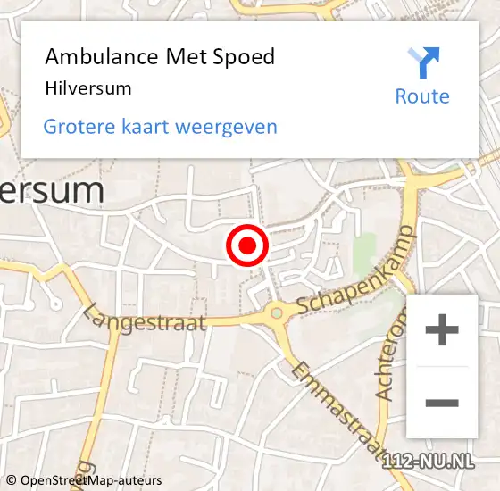 Locatie op kaart van de 112 melding: Ambulance Met Spoed Naar Hilversum op 16 mei 2024 08:58