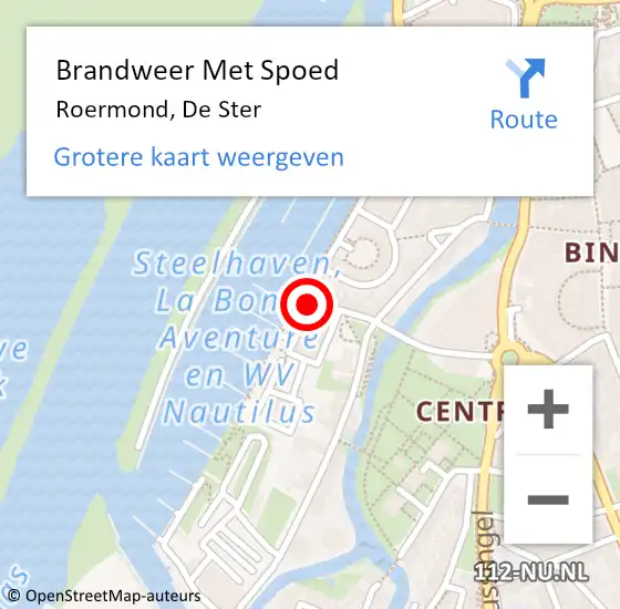 Locatie op kaart van de 112 melding: Brandweer Met Spoed Naar Roermond, De Ster op 16 mei 2024 08:59