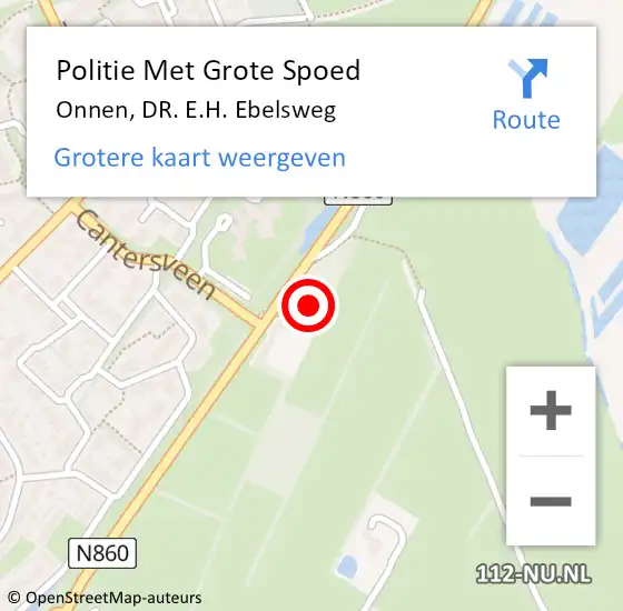 Locatie op kaart van de 112 melding: Politie Met Grote Spoed Naar Onnen, DR. E.H. Ebelsweg op 16 mei 2024 09:01