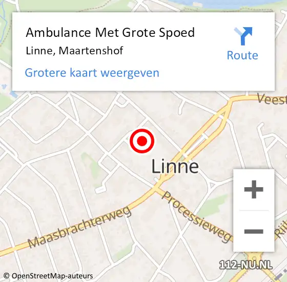 Locatie op kaart van de 112 melding: Ambulance Met Grote Spoed Naar Linne, Maartenshof op 16 mei 2024 09:06
