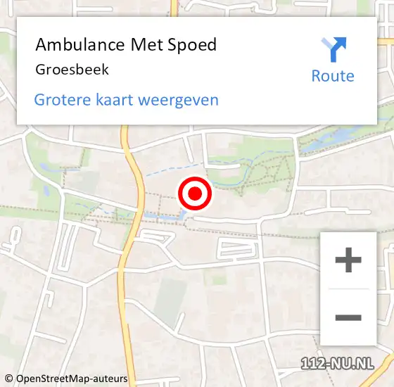 Locatie op kaart van de 112 melding: Ambulance Met Spoed Naar Groesbeek op 16 mei 2024 09:08