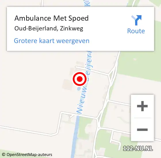 Locatie op kaart van de 112 melding: Ambulance Met Spoed Naar Oud-Beijerland, Zinkweg op 16 mei 2024 09:11