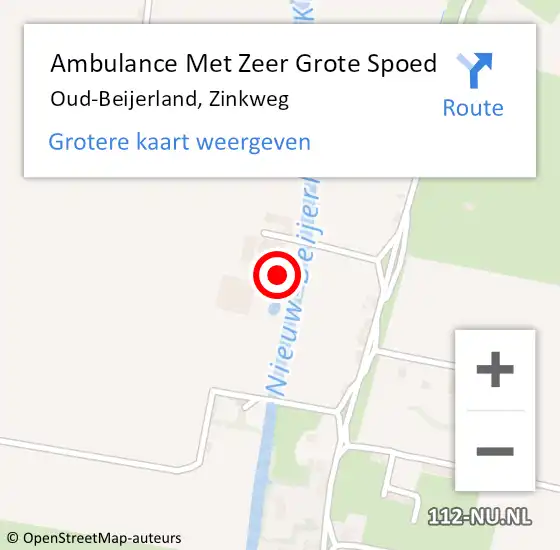 Locatie op kaart van de 112 melding: Ambulance Met Zeer Grote Spoed Naar Oud-Beijerland, Zinkweg op 16 mei 2024 09:13