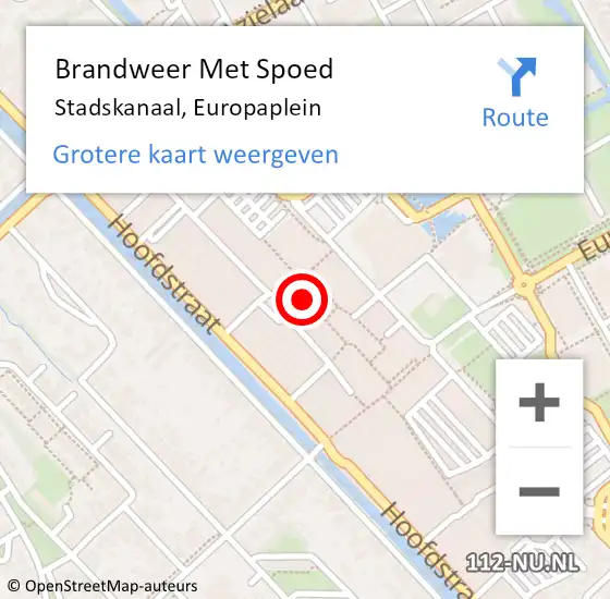 Locatie op kaart van de 112 melding: Brandweer Met Spoed Naar Stadskanaal, Europaplein op 16 mei 2024 09:16