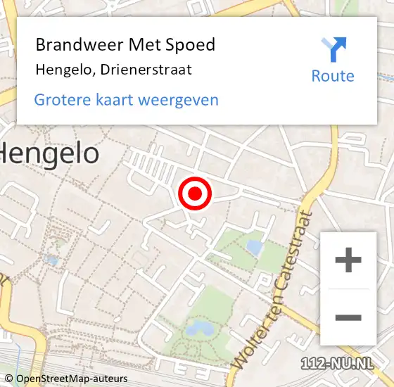 Locatie op kaart van de 112 melding: Brandweer Met Spoed Naar Hengelo, Drienerstraat op 16 mei 2024 09:17