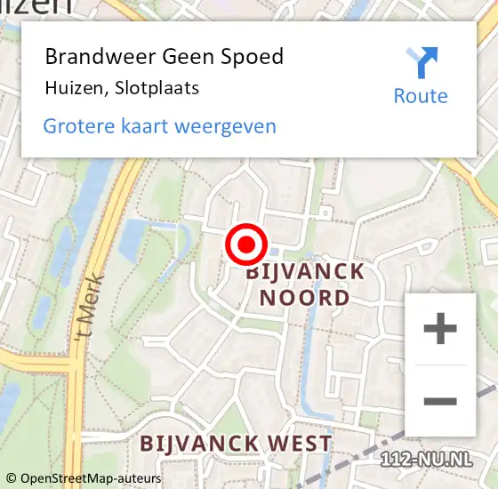 Locatie op kaart van de 112 melding: Brandweer Geen Spoed Naar Huizen, Slotplaats op 16 mei 2024 09:21