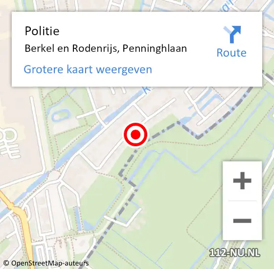 Locatie op kaart van de 112 melding: Politie Berkel en Rodenrijs, Penninghlaan op 16 mei 2024 09:28