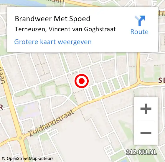 Locatie op kaart van de 112 melding: Brandweer Met Spoed Naar Terneuzen, Vincent van Goghstraat op 16 mei 2024 09:37