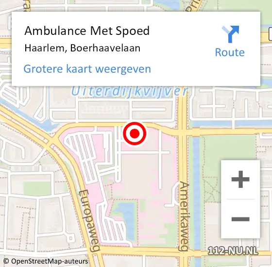 Locatie op kaart van de 112 melding: Ambulance Met Spoed Naar Haarlem, Boerhaavelaan op 16 mei 2024 10:04