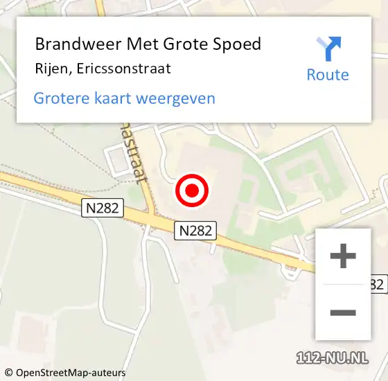 Locatie op kaart van de 112 melding: Brandweer Met Grote Spoed Naar Rijen, Ericssonstraat op 16 mei 2024 10:15