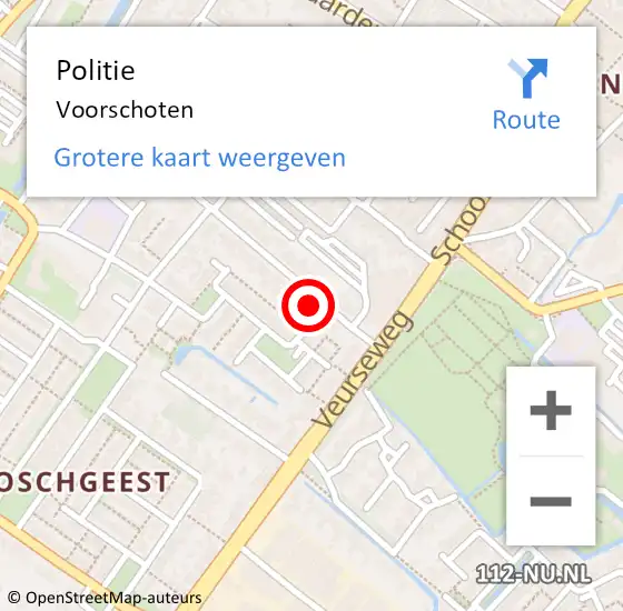 Locatie op kaart van de 112 melding: Politie Voorschoten op 16 mei 2024 10:15