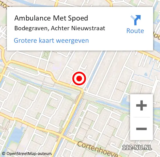 Locatie op kaart van de 112 melding: Ambulance Met Spoed Naar Bodegraven, Achter Nieuwstraat op 16 mei 2024 10:16