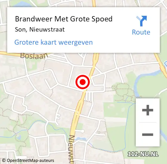 Locatie op kaart van de 112 melding: Brandweer Met Grote Spoed Naar Son, Nieuwstraat op 16 mei 2024 10:21