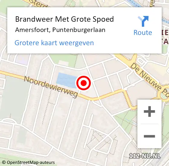 Locatie op kaart van de 112 melding: Brandweer Met Grote Spoed Naar Amersfoort, Puntenburgerlaan op 16 mei 2024 10:27