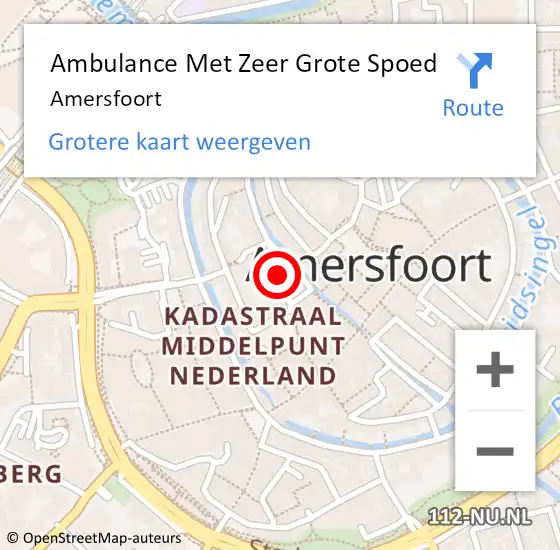 Locatie op kaart van de 112 melding: Ambulance Met Zeer Grote Spoed Naar Amersfoort op 16 mei 2024 10:27