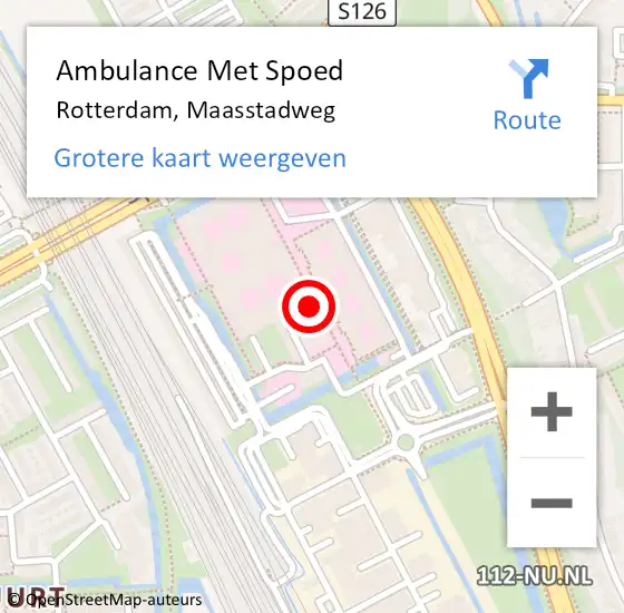 Locatie op kaart van de 112 melding: Ambulance Met Spoed Naar Rotterdam, Maasstadweg op 16 mei 2024 10:29