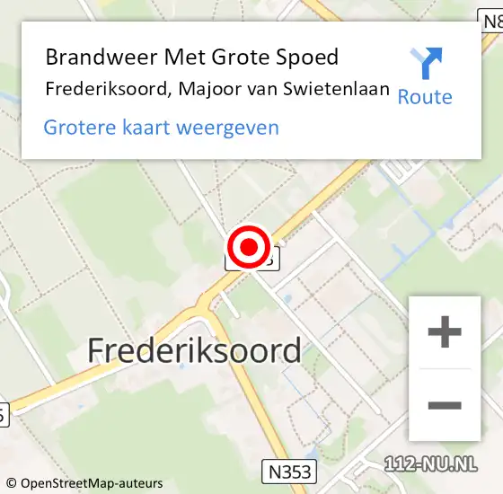 Locatie op kaart van de 112 melding: Brandweer Met Grote Spoed Naar Frederiksoord, Majoor van Swietenlaan op 16 mei 2024 10:30