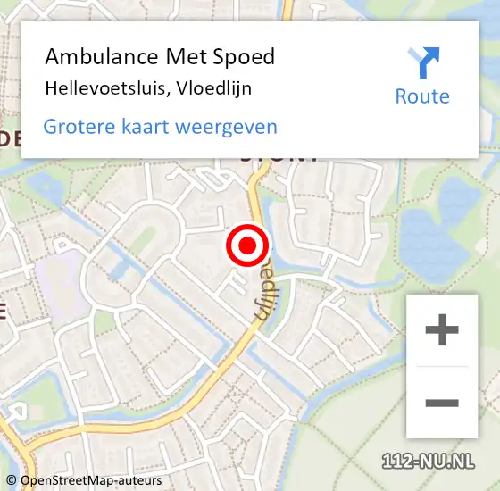 Locatie op kaart van de 112 melding: Ambulance Met Spoed Naar Hellevoetsluis, Vloedlijn op 16 mei 2024 10:40
