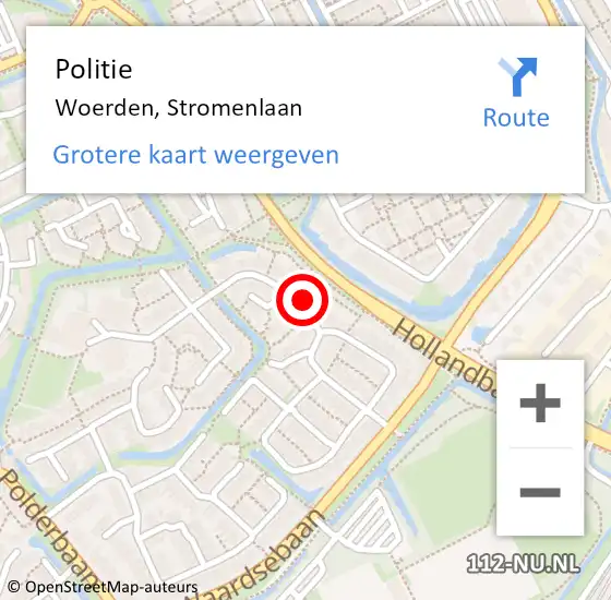 Locatie op kaart van de 112 melding: Politie Woerden, Stromenlaan op 16 mei 2024 10:42