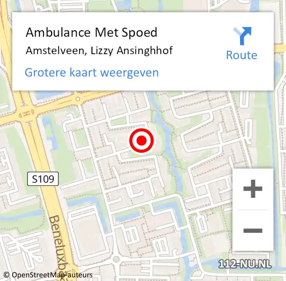 Locatie op kaart van de 112 melding: Ambulance Met Spoed Naar Amstelveen, Lizzy Ansinghhof op 16 mei 2024 10:43