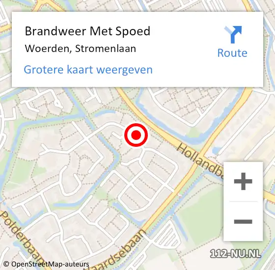 Locatie op kaart van de 112 melding: Brandweer Met Spoed Naar Woerden, Stromenlaan op 16 mei 2024 10:47