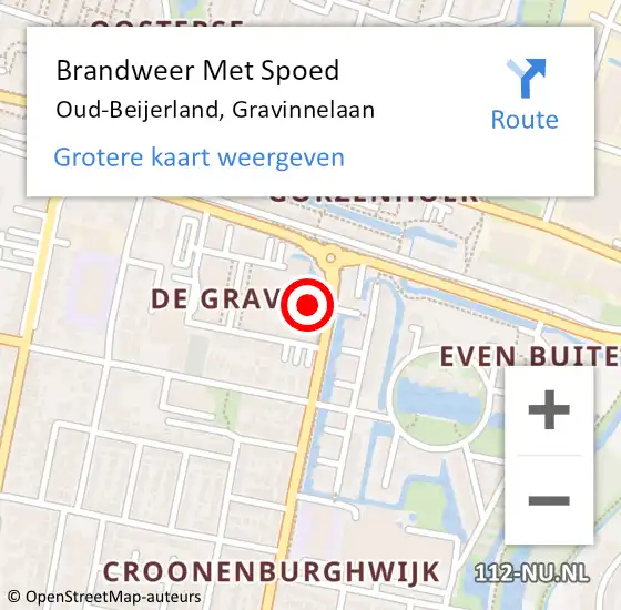 Locatie op kaart van de 112 melding: Brandweer Met Spoed Naar Oud-Beijerland, Gravinnelaan op 16 mei 2024 10:49