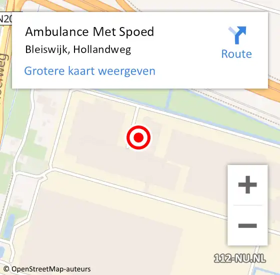 Locatie op kaart van de 112 melding: Ambulance Met Spoed Naar Bleiswijk, Hollandweg op 16 mei 2024 10:57