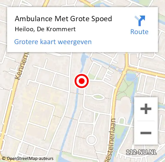 Locatie op kaart van de 112 melding: Ambulance Met Grote Spoed Naar Heiloo, De Krommert op 16 mei 2024 10:57