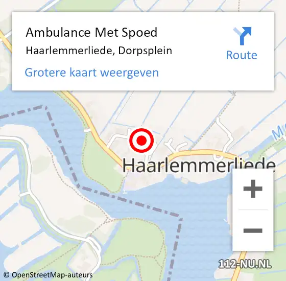 Locatie op kaart van de 112 melding: Ambulance Met Spoed Naar Haarlemmerliede, Dorpsplein op 16 mei 2024 11:00