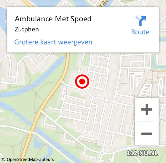 Locatie op kaart van de 112 melding: Ambulance Met Spoed Naar Zutphen op 16 mei 2024 11:03