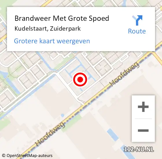 Locatie op kaart van de 112 melding: Brandweer Met Grote Spoed Naar Kudelstaart, Zuiderpark op 16 mei 2024 11:05