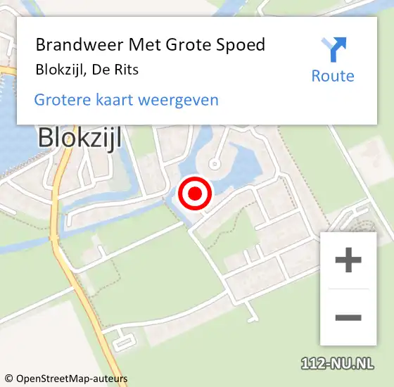 Locatie op kaart van de 112 melding: Brandweer Met Grote Spoed Naar Blokzijl, De Rits op 16 mei 2024 11:05