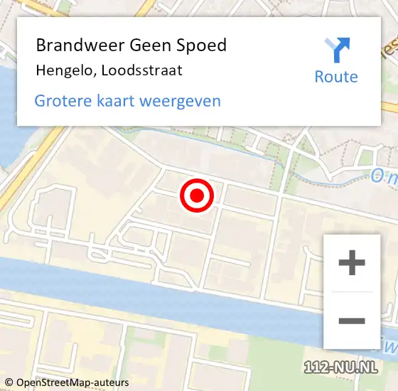 Locatie op kaart van de 112 melding: Brandweer Geen Spoed Naar Hengelo, Loodsstraat op 16 mei 2024 11:16
