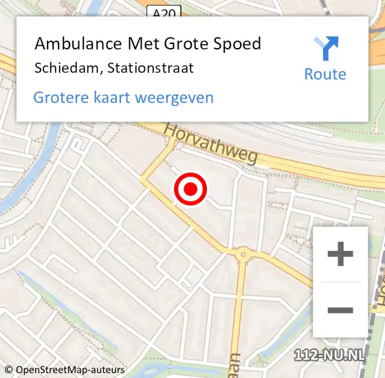 Locatie op kaart van de 112 melding: Ambulance Met Grote Spoed Naar Schiedam, Stationstraat op 16 mei 2024 11:18
