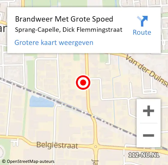 Locatie op kaart van de 112 melding: Brandweer Met Grote Spoed Naar Sprang-Capelle, Dick Flemmingstraat op 16 mei 2024 11:20