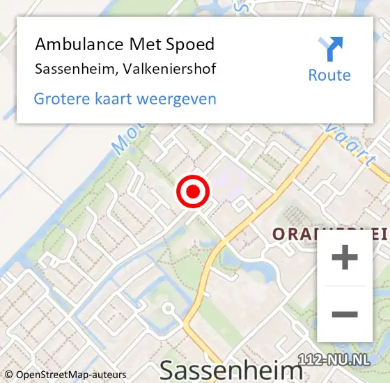 Locatie op kaart van de 112 melding: Ambulance Met Spoed Naar Sassenheim, Valkeniershof op 16 mei 2024 11:26