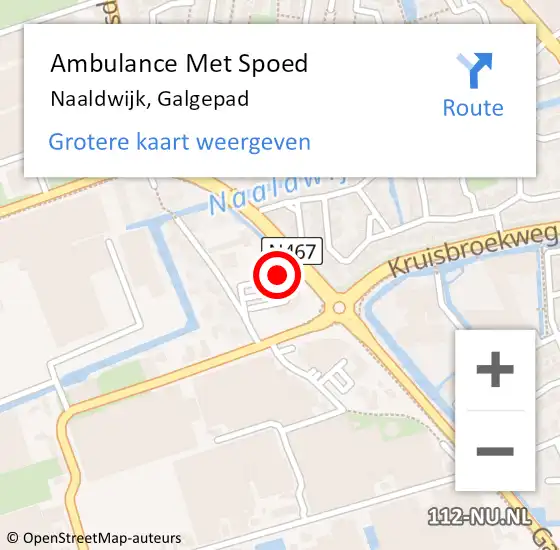 Locatie op kaart van de 112 melding: Ambulance Met Spoed Naar Naaldwijk, Galgepad op 16 mei 2024 11:26