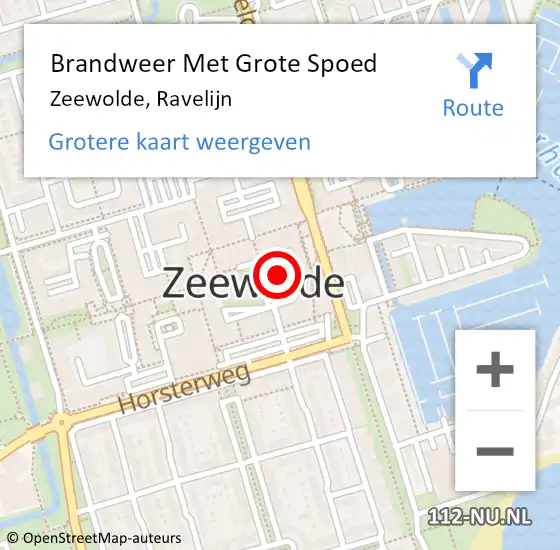 Locatie op kaart van de 112 melding: Brandweer Met Grote Spoed Naar Zeewolde, Ravelijn op 16 mei 2024 11:27