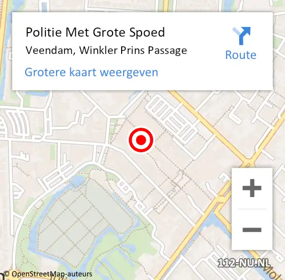 Locatie op kaart van de 112 melding: Politie Met Grote Spoed Naar Veendam, Winkler Prins Passage op 16 mei 2024 11:30