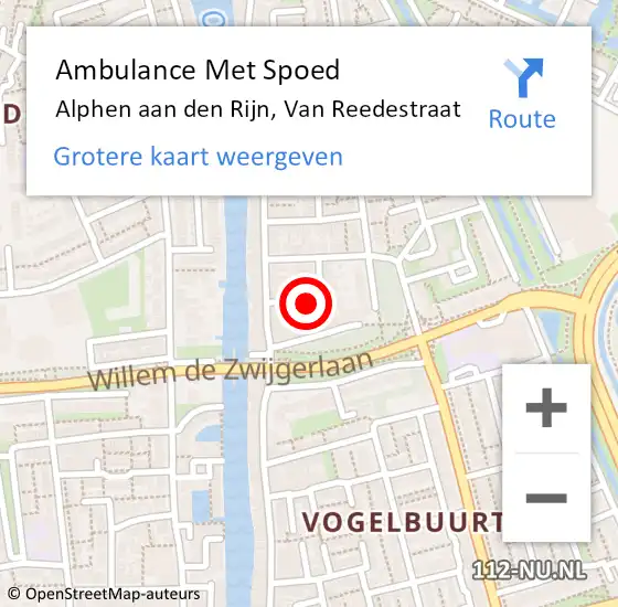 Locatie op kaart van de 112 melding: Ambulance Met Spoed Naar Alphen aan den Rijn, Van Reedestraat op 16 mei 2024 11:31