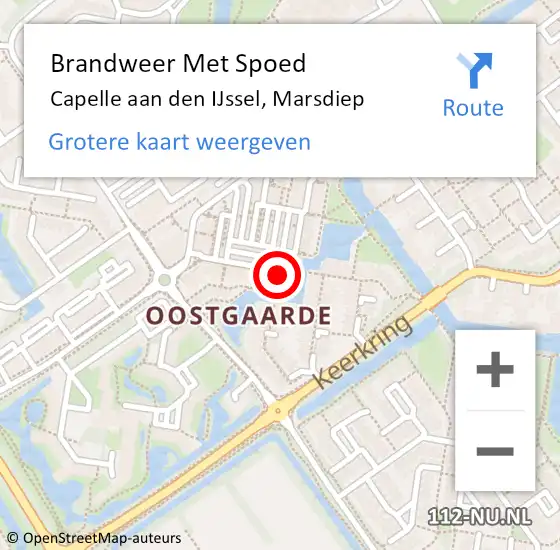 Locatie op kaart van de 112 melding: Brandweer Met Spoed Naar Capelle aan den IJssel, Marsdiep op 16 mei 2024 11:32